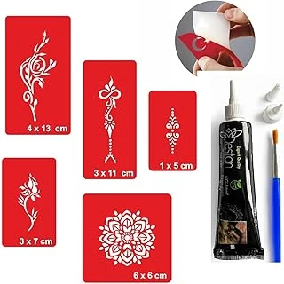 Mandala Çiçek 1 Tüp Siyah Kına 5 Kalıp Fırça Geçici Dövme Yapma Seti ürün görseli 1