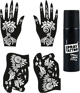 Çiçekli Modeller El Ayak Geçici Dövme Seti Spray Tattoo Dark Siyah Renk ürün görseli 1
