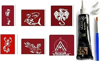 Dragon Shark Hint Kınasıyla Geçici Dövme Yapma Seti Fırça 6 Adet Kalıp Hediyeli ürün görseli 1
