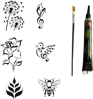 Müzik Doğa Tüp Kına Fırça Hediyeli Tattoo Geçici Dövme Seti ürün görseli 1
