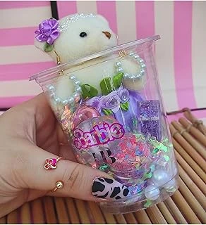 Glitter Bardak Set Hediyelik Lipgloss Inci Toka, Küpe Peluş Ayıcık ürün görseli 1