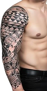 Tribal Geometri 1 Hafta Kalıcı Tam Kol Bacak Kaplama Yapıştırma Geçici Dövme 48 Cm ürün görseli 1