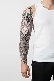 Tribal İskelet 1 Hafta Kalıcı Tam Kol Bacak Kaplama Yapıştırma Geçici Dövme 48 Cm ürün görseli 1