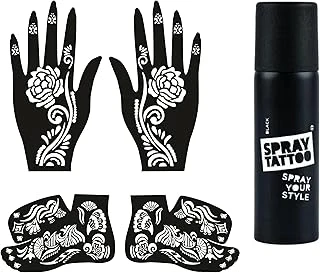 Gül Model El Ayak Geçici Dövme Seti Spray Tattoo Dark Siyah Renk ürün görseli 1