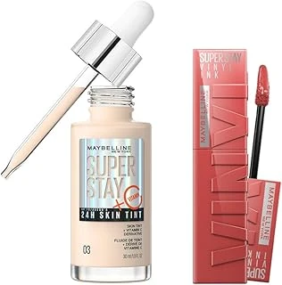 New York Super Stay Vinyl Ink Uzun Süre Kalıcı Likit Parlak Ruj 15 Peachy & Super Stay Skin Tint Fondöten - 03 Makyaj Seti ürün görseli 1