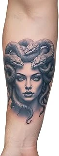 Medusa Kadın Yarı Kalıcı Aylık Geçici Dövme Yapıştırm Dövmeler 18X11 Cm ürün görseli 1