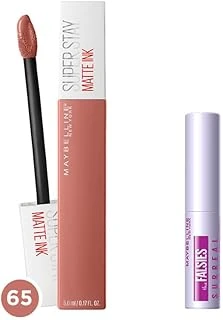 New York Super Stay Matte Ink Likit Mat Ruj - 65 Seductress (Nude) & Mini Falsies Surreal Maskara 4.7 Ml Makyaj Seti ürün görseli 1