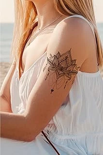 Bearpear Lotus Mandala Geçici Dövme, Kadın Geçici Dövme, Mandala Tattoo, Günlük, Plaj, Kumsal Dövmesi ürün görseli 1