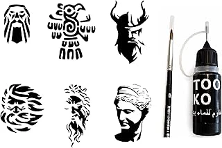 Antik Desenler Likit Kalem Uçlu Siyah Geçici Dövme Seti Fırça Şablon Hediyeli ürün görseli 1