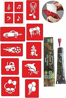 Çocuksu Tasarımlar 1 Kına 10 Desen Kınayla Geçici Dövme Yapma Seti ürün görseli 1