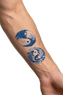 Balık Ağaç Ying Yang Yarı Kalıcı El Boyun Bilek Için Aylık Geçici Dövme 12X7 Cm ürün görseli 1