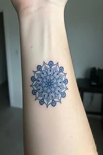 Mandala Yarı Kalıcı El Boyun Bilek Için Aylık Geçici Dövme 12X7 Cm ürün görseli 1