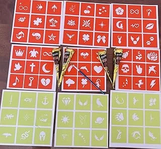 4 Tüp Golecha Siyah Kına Fırça Hediyeli 81 Şablonlu Geçici Dövme Seti ürün görseli 1