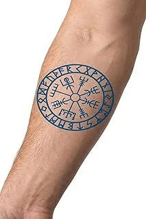 Viking Sembolü Yarı Kalıcı El Boyun Bilek Için Aylık Geçici Dövme 12X7 Cm ürün görseli 1