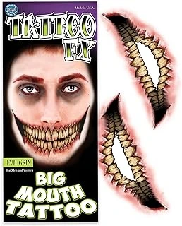 Clearstone Tinsley Transfers Mw-131277 Evil Grin Big Mouth Geçici (Dövme Transfer, Tek Beden ürün görseli 1