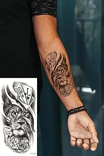 Bearpear Aslan Dövmesi, İskambil Destesi Geçici Dövme, Kol Dövmesi, Tattoo, Üniseks Dövme ürün görseli 1