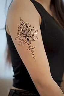 Bearpear Mandala Lotus Dövme, Kadın Geçici Dövme, Mandala Tattoo, Lotus Tattoo ürün görseli 1