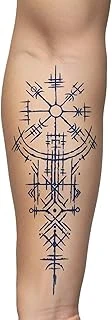 Viking Pusulası Yarı Kalıcı Aylık Geçici Dövme Yapıştırm Dövmeler 18X11 Cm ürün görseli 1