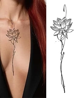 Minimalist Lotus Çiçeği Geçici Dövme Su Geçirmez 1 Ay Kalıcı Gerçekci Görünüm Geçici Unisex Dövme ürün görseli 1