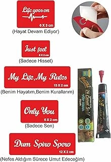 İngilizce Sloganlar Hint Kınası Ile Geçici Dövme Yapma Seti ürün görseli 1