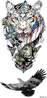 Bearpear Grafitti Çizimli Kaplan Dövmesi, Kartal Dövmesi, Tiger Tattoo, Unisex Geçici Dövme ürün görseli 1
