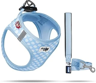 Curli Vest Göğüs Tasması Air-Mesh Mavi-Puantiye 2Xs & Gezdirme Tasması M ürün görseli 1