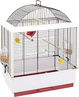 Ferplast Kuş Kafesi, Muhabbet Kuşu Kafesi, Egzotik Kafes, Kuş Oyuncağı, Kuş Yemi Kabı, Kuş Oturma Çubukları Dahil, Siyah, 50 X 30 X Y 64 Cm. ürün görseli 1