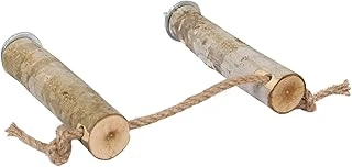 Doğal Ağaç Kuş Papağan Tüneği Jüt Halatlı Ayarlanabilir Boy 17 Santim Doğal Ahşap Tünek 2'Li Set Çap 3-5 Cm ürün görseli 1