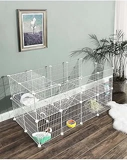 36 Panel Beyaz Renk Evcil Küçük Hayvan Kuş Evi Kafesi Oyun Parkı Portatif Metal Tel ürün görseli 1