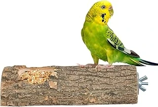 Doğal Ağaç Kuş Tüneği Yemlik Kütük Tünek Yemlikli Tünek Uzunluk 15 Cm ürün görseli 1