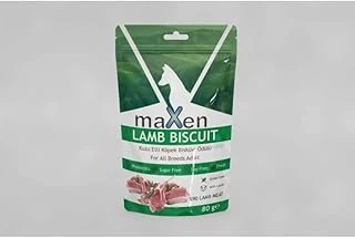 Maxen Kuzu Etli Bisküvisi, Doğal İçerikli, Katkılı, Tahıl Et Proteinli, Tüm Irklara Uygun, 80 Gr ürün görseli 1