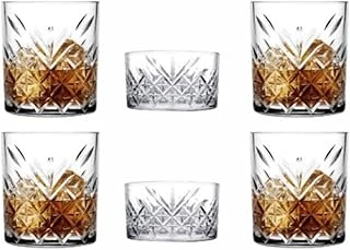 Paşabahçe Cam-4 Adet Lüx Viski Bardağı Timeless Kristal Dekorlu Bardak 345Cc 2 Adet Çerezlik Takımı ürün görseli 1