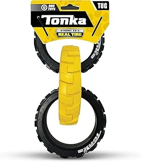 Tonka Kauçuk 3 Halkalı Römork Oyuncağı, Hafif, Dayanıklı Suya Dayanıklı, 25 Cm, Orta/Büyük Irklar Için, Tek Birim, Sarı/Siyah ürün görseli 1