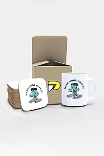 Postermanya Need More Coffee Zombi Tasarımlı Baskılı Kupa Bardak Seti, Eğlenceli Özel Hediye Mug ürün görseli 1
