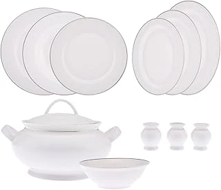 New Marly Porselen 60 Parça 12 Kişilik Yuvarlak Yemek Takımı Platin ürün görseli 1