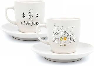 Yol Arkadaşı Temalı 2 Kişilik 4 Parça Türk Kahvesi Fincan Seti - Hediyelik Kahve Fincanı Seti ürün görseli 1