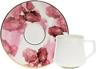 Evaliza Pembe Çiçek 6 Kişilik Kahve Fincan Takımı 80 Ml ürün görseli 1