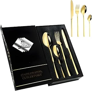 24 Parça 6 Kişilik Gold Çelik Yemek Kaşık Çatal Set Cin739Srx ürün görseli 1