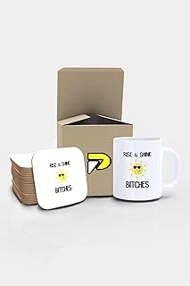 Postermanya Rise And Shine Bitches Güneş Komik Tasarımlı Baskılı Kupa Bardak Seti, Eğlenceli Özel Hediye Mug ürün görseli 1