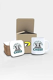 Postermanya Satranç Chess Play Tasarımlı Baskılı Kupa Bardak Seti, Eğlenceli Özel Hediye Mug ürün görseli 1