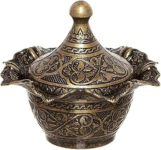 Alisveristime Büyük Kapaklı Zamak Şekerlik Lokumluk, Osmanlı Motifli Dekoratif Sunum Kabı, Gül Detaylı Kahve Yanı Lokumluk (Antik Yeşil) ürün görseli 1