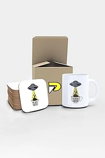 Postermanya Uzay Gemisi We Need Coffee Uzaylı Tasarımlı Baskılı Kupa Bardak Seti, Eğlenceli Özel Hediye Mug ürün görseli 1