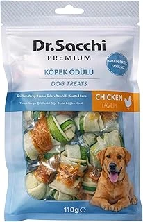 Dr.Sacchi Tavuk Sargılı Çift Renkli Sığır Derisi Düğüm Kemik Tahılsız Ödülü 2“ 13-15 Gr 8'Li ürün görseli 1