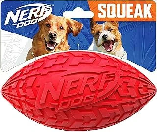 Nerf Dog İnteraktif Squeaker'Lı Lastik Futbol Oyuncağı, Hafif, Dayanıklı Suya Dayanıklı, Orta/Büyük Irklar Için 15 Cm Çap, Tek Birim, Kırmızı ürün görseli 1