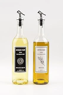 2'Li 750 Ml Akıtmaz Şeffaf Zeytinyağı Sıvıyağ Şişesi Cam Yağdanlık Akıtıcılı Yağlık 750Ml ürün görseli 1