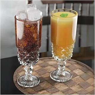 6'Lı Kokteyl Cam Kadeh - 220 Ml İçecek Bardakları Kristal Tasarımlı Bardak, Şerbet Meyve Suyu Meşrubat Bardağı ürün görseli 1