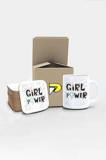 Postermanya Girl Power Yazılı Tipografik Tasarımlı Baskılı Kupa Bardak Seti, Eğlenceli Özel Hediye Mug 2 ürün görseli 1