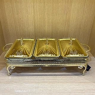 Queen Anne Altın Kaplama Üç Bölmeli Isıtıcılı Yemek Servis 51 X 26 X Cm ürün görseli 1