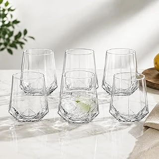 Cam 6'Lı Meşrubat Bardağı Prizma Model Geometrik Kesim Diamond Cut Bardak Şık Sunum Sofra Bardağı ürün görseli 1
