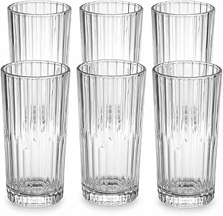 Deconox 6'Lı Kesme Kristal Desenli Cam Bardak Seti - Klasik Tasarım Su, Meşrubat İkram Bardağı Takımı (320 Ml) ürün görseli 1